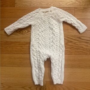 Cozy White Cable Knit Baby One Piece